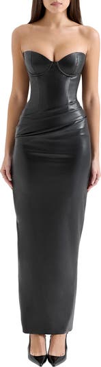 Juliana Corset Faux Leather Gown