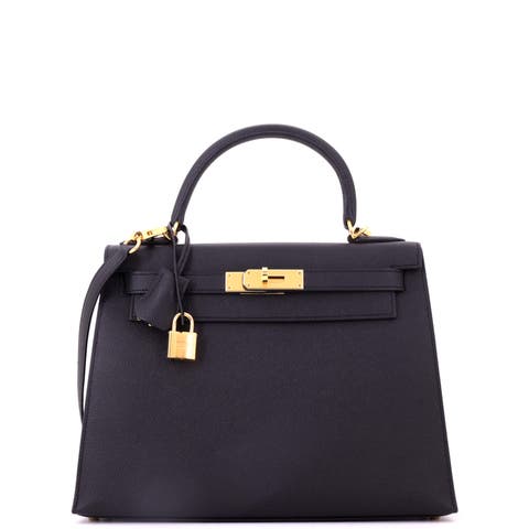 Kelly Handbag Black Epsom with Gold Hardware 28