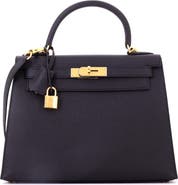 Pre-Owned Hermes Kelly Handbag Black Epsom with Gold Hardware 28