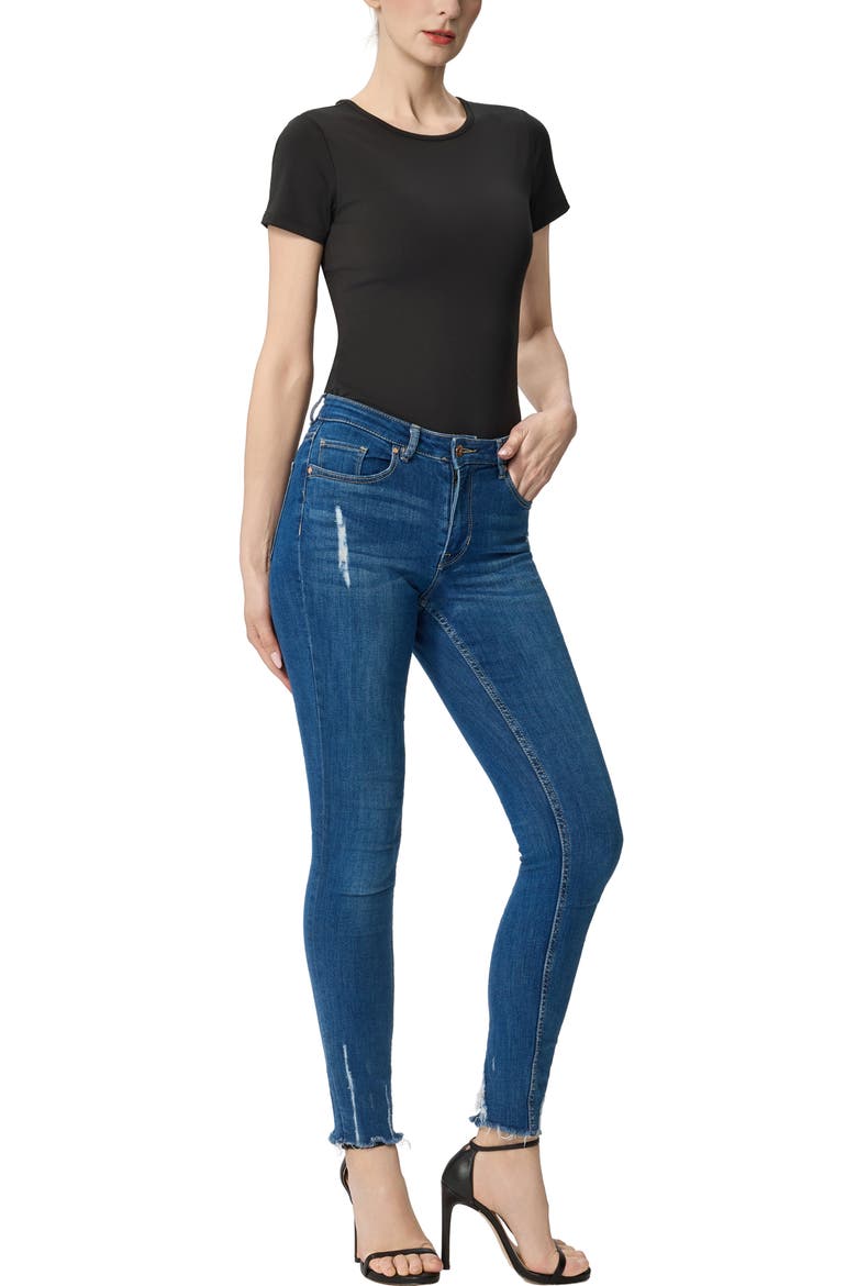 Women's Crew Neck Short Sleeve Bodysuit, Alternate, color, Black