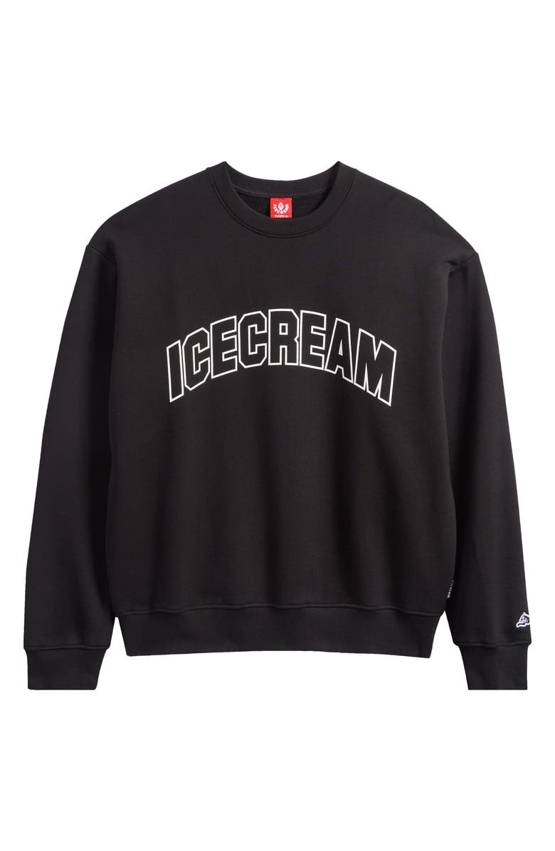 ICECREAM College Logo French Terry Crewneck Sweatshirt, Alternate, color, Black