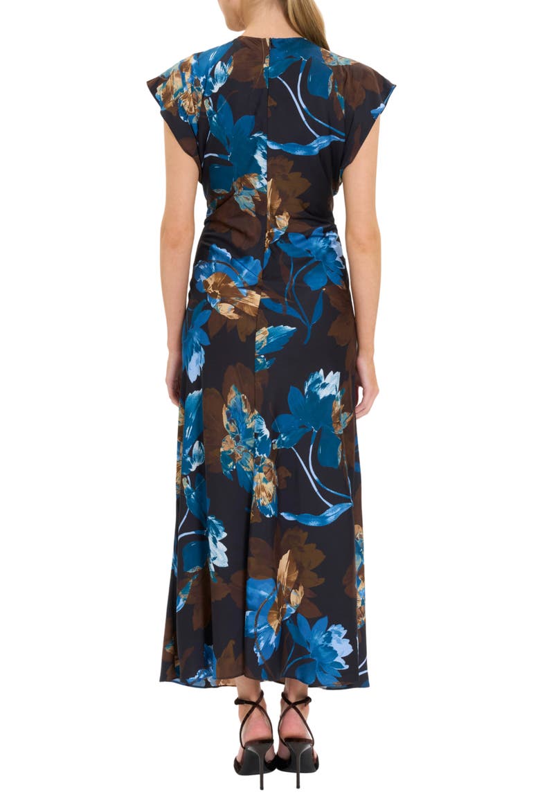 Floral Printed Maxi Dress, Alternate, color, NAVY/ YELLOW