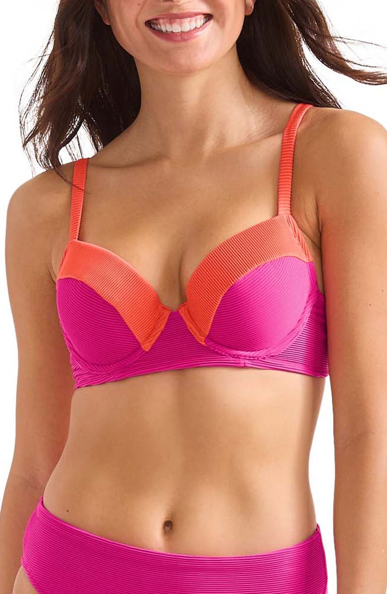 Tommy Bahama Ocean Point Colorblock Underwire Bikini Top, Main, color, Pink Maui