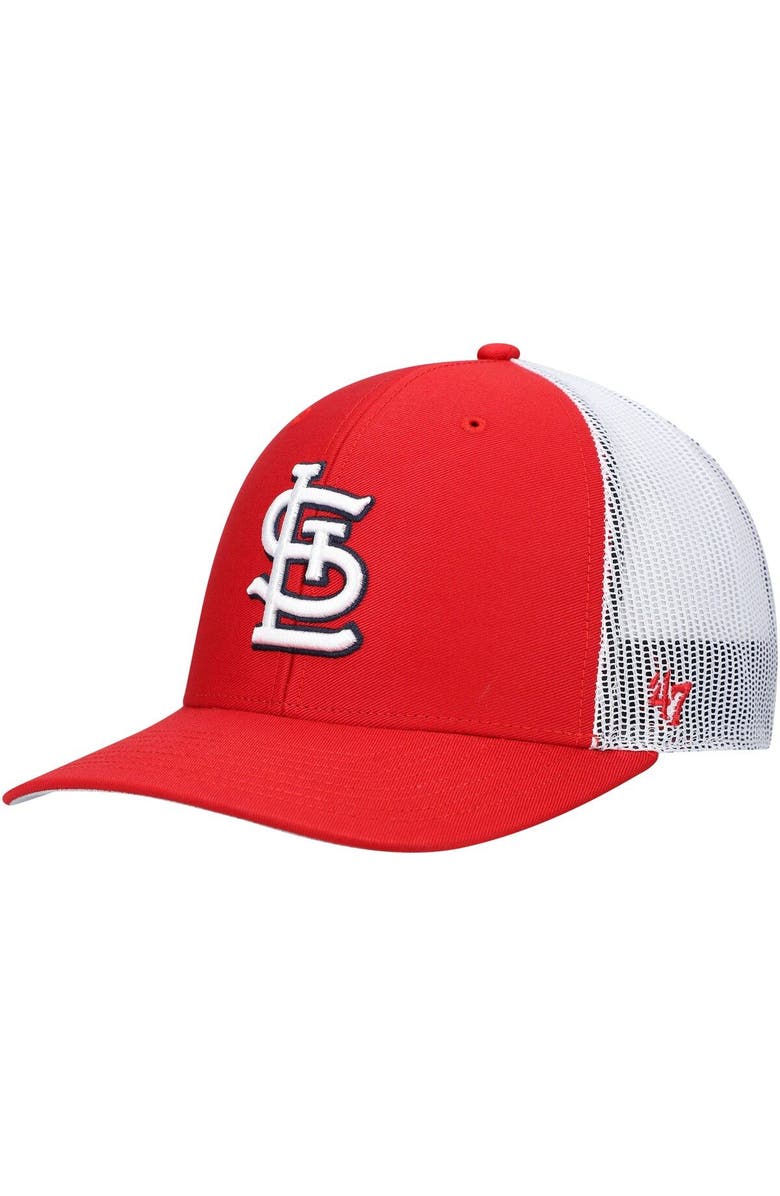 '47 Men's '47 Red/White St. Louis Cardinals Primary Logo Trucker Snapback Hat, Main, color, Red