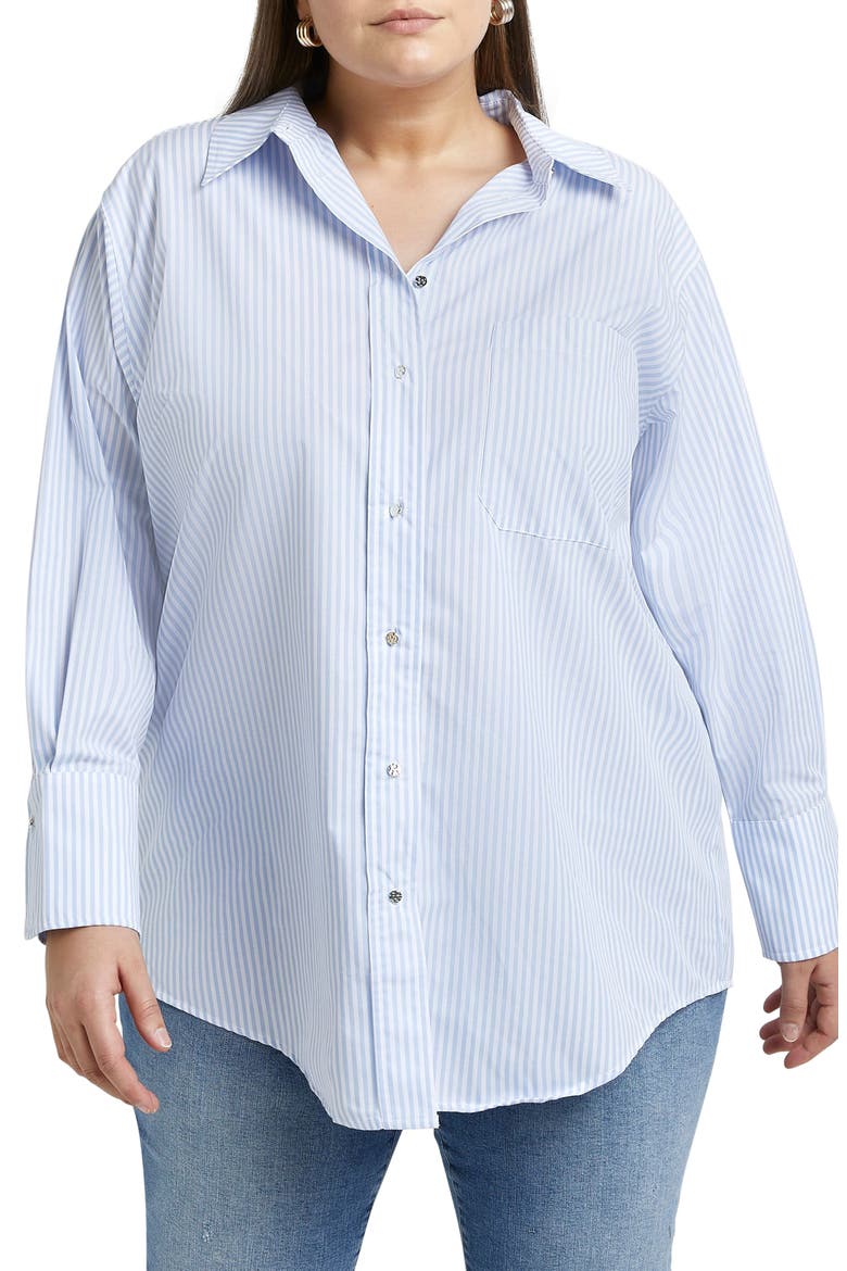 Stripe Oversize Shirt, Main, color, LIGHT BLUE