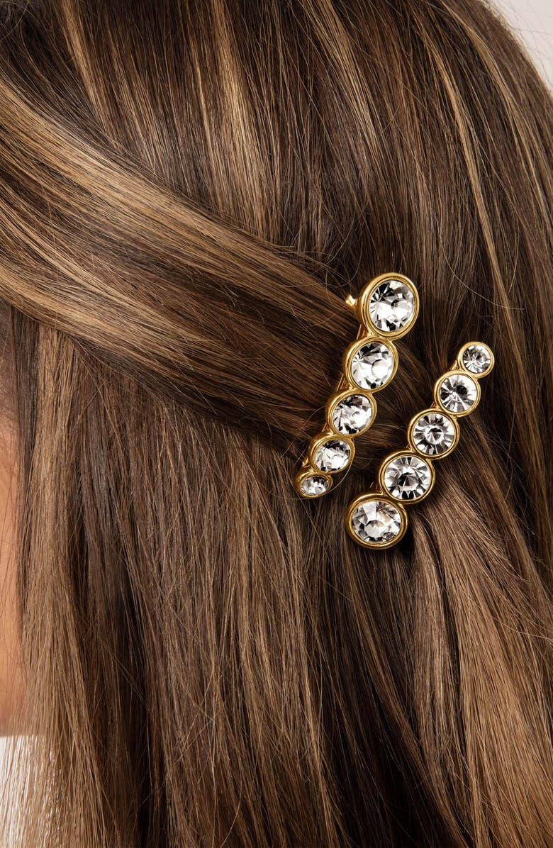 Ettika Set of 2 Meteorite Crystal Barrettes, Alternate, color, Gold