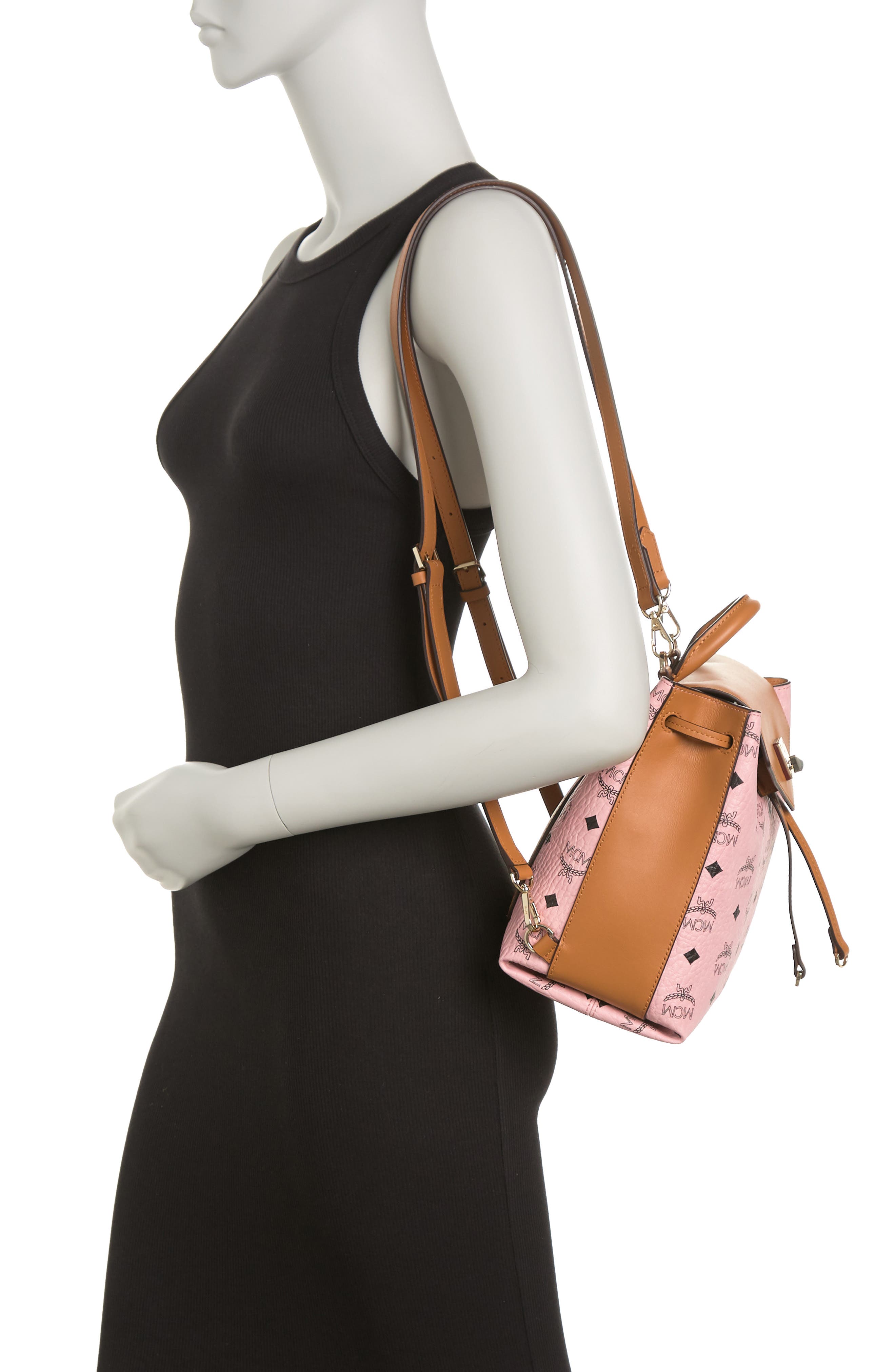 MFO Colorblock Leather Backpack, Alternate, color, SOFT PINK