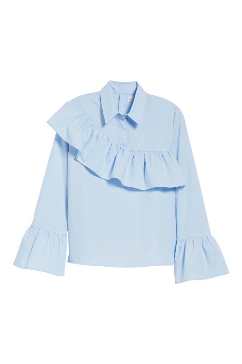 Asymmetrical Ruffle Blouse, Alternate, color, BLUE