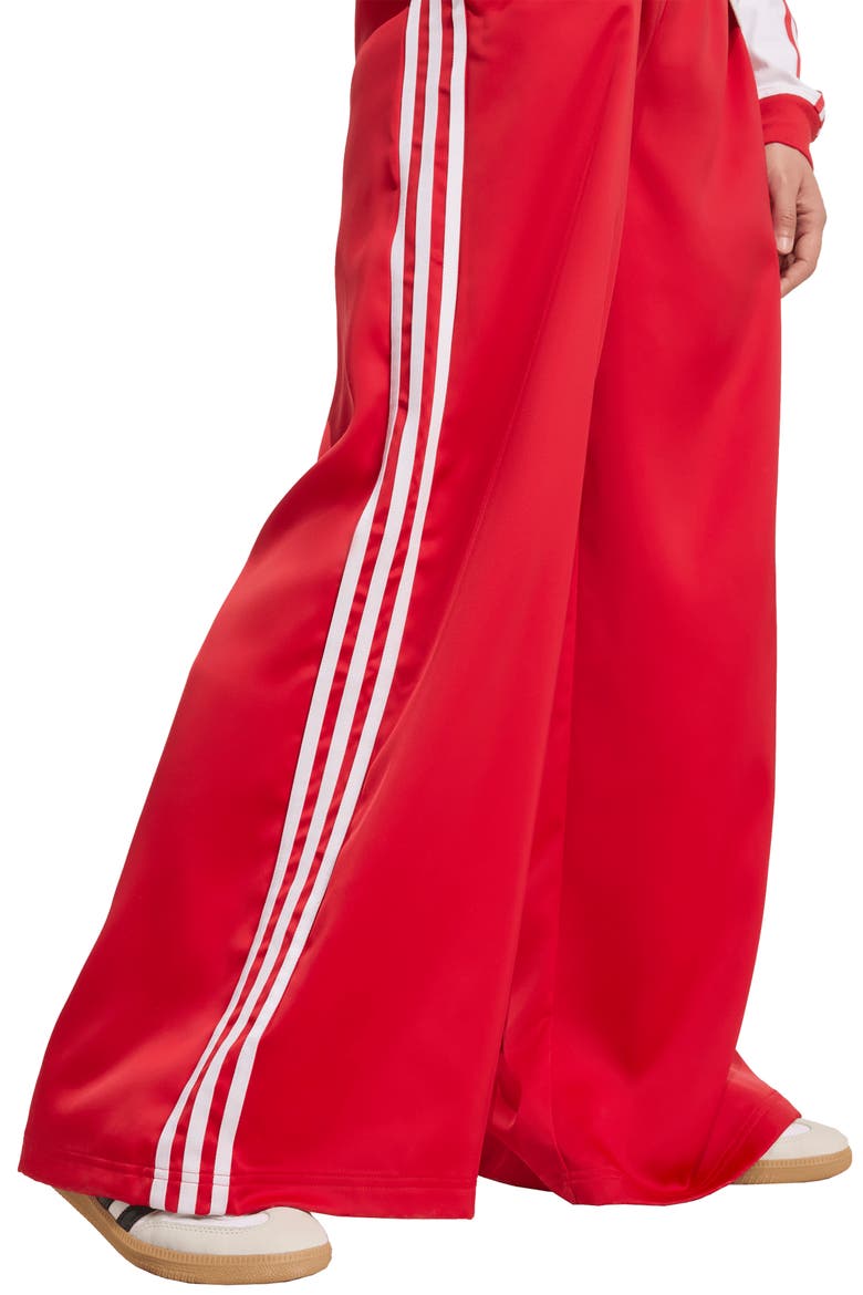 Wide Leg Satin Track Pants, Alternate, color, BETTER SCARLET/ WHITE