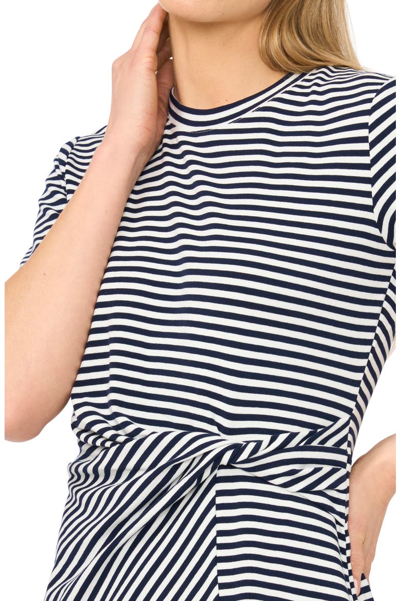 Stripe Twist Detail Stretch Cotton T-Shirt Dress, Alternate, color, CLASSIC NAVY