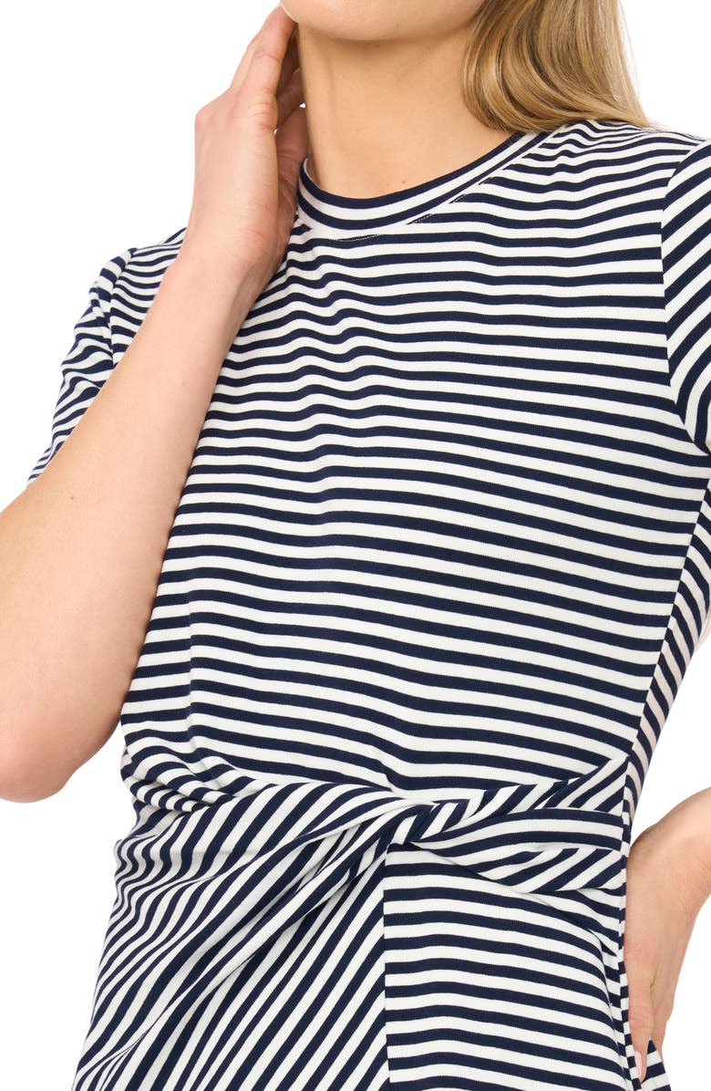 Halogen<sup>®</sup> Stripe Twist Detail Stretch Cotton T-Shirt Dress, Alternate, color, 