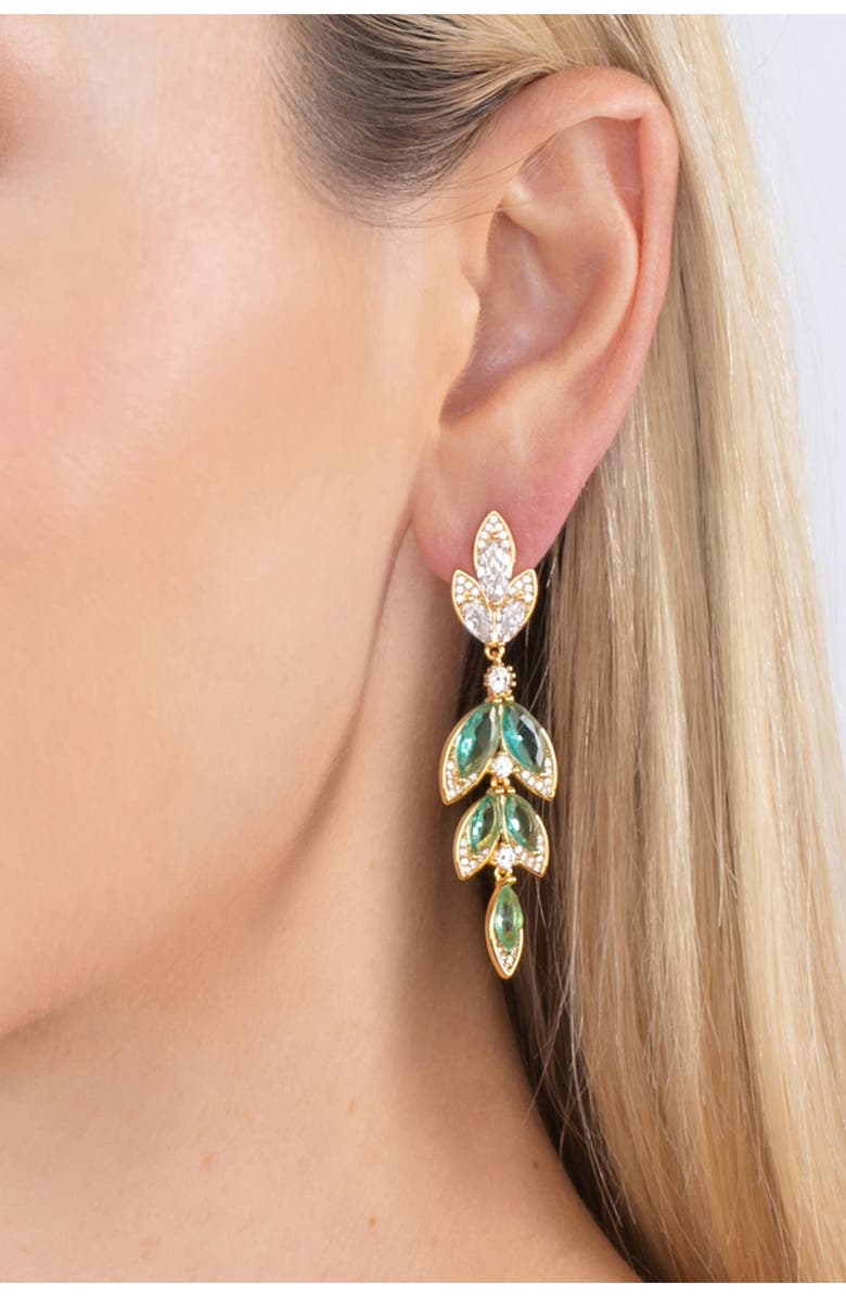 EYE CANDY LOS ANGELES Camila Green CZ Statement Earrings, Alternate, color, Gold