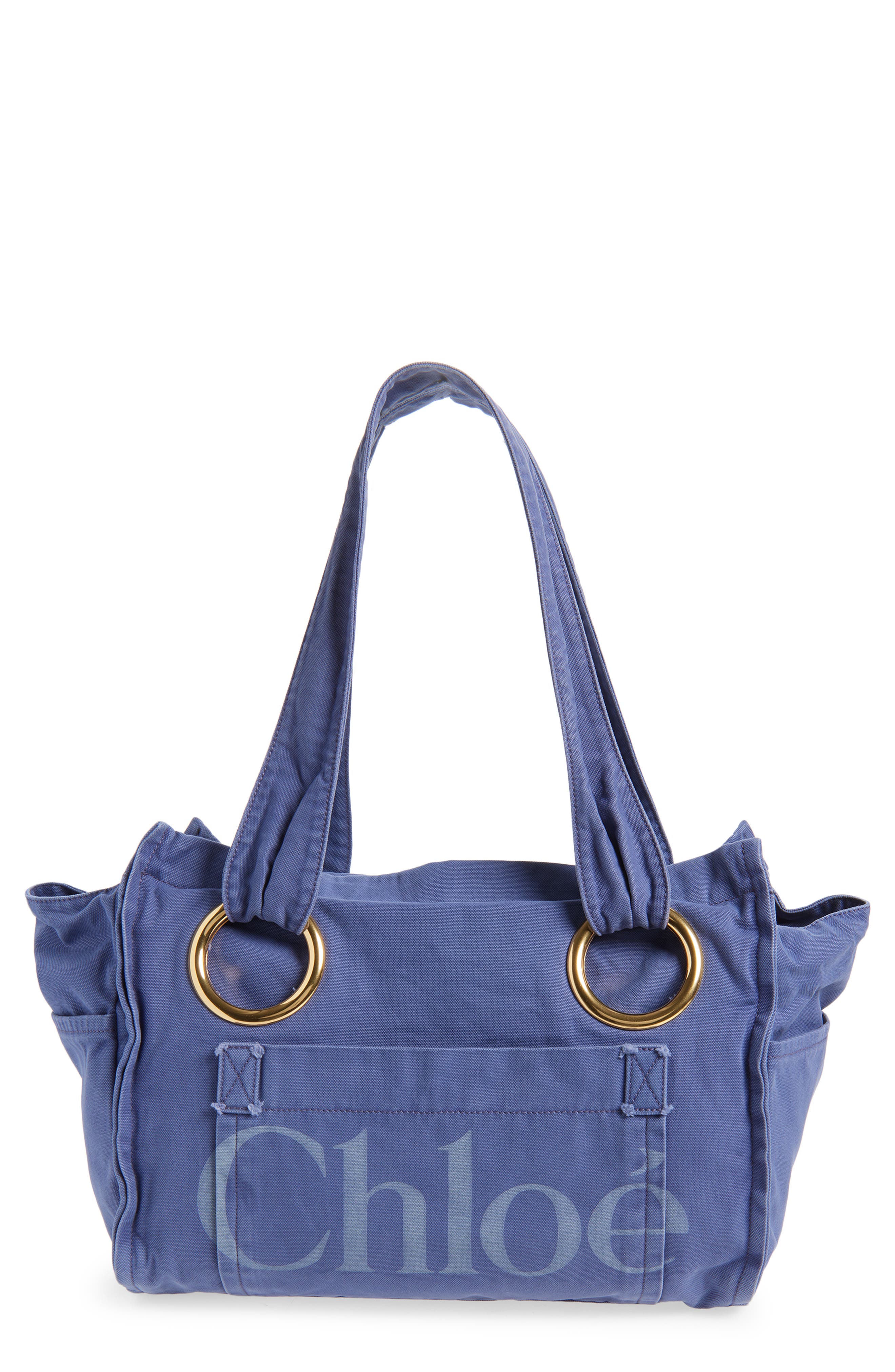 Chloé Medium Plage Washed Cotton Tote, Main, color, 