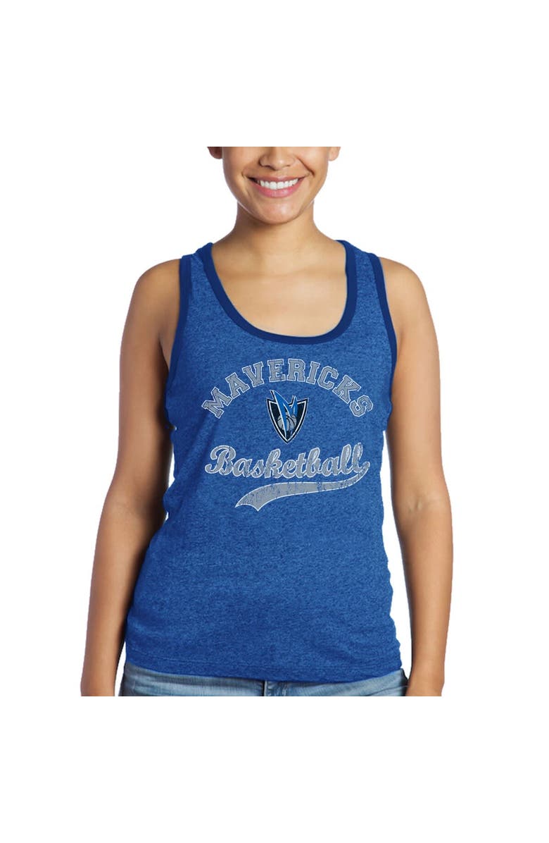 Majestic Threads Women's Majestic Threads Dirk Nowitzki Royal Dallas Mavericks Name & Number Tri-Blend Tank Top, Alternate, color, 