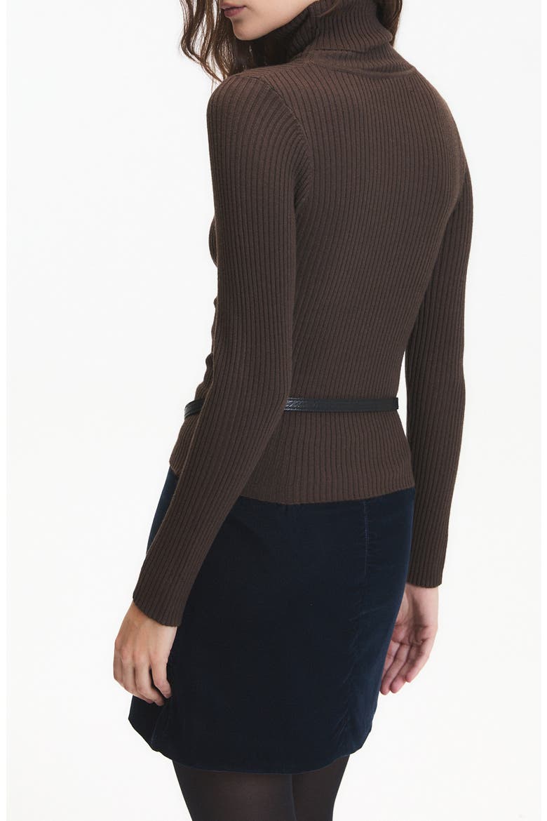Mylo Ribbed Turtleneck Sweater, Alternate, color, CHOCOLATE BROWN