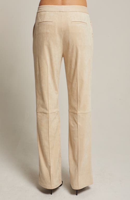 Crescent Faux Suede Flared Pants In Neutral