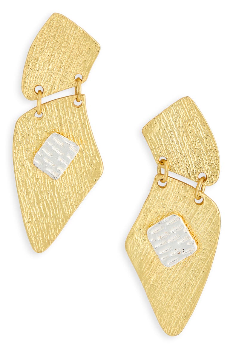 Patchwork Drop Earrings, Main, color, MIXED METALS