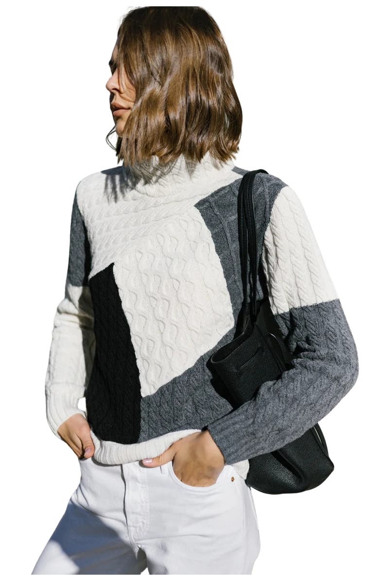 Labeca London Victoria Monochrome Patchwork Cashmere-Blend Sweater, Main, color, Grey