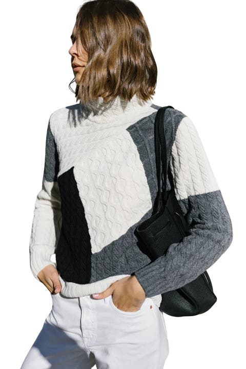 Victoria Monochrome Patchwork Cashmere-Blend Sweater