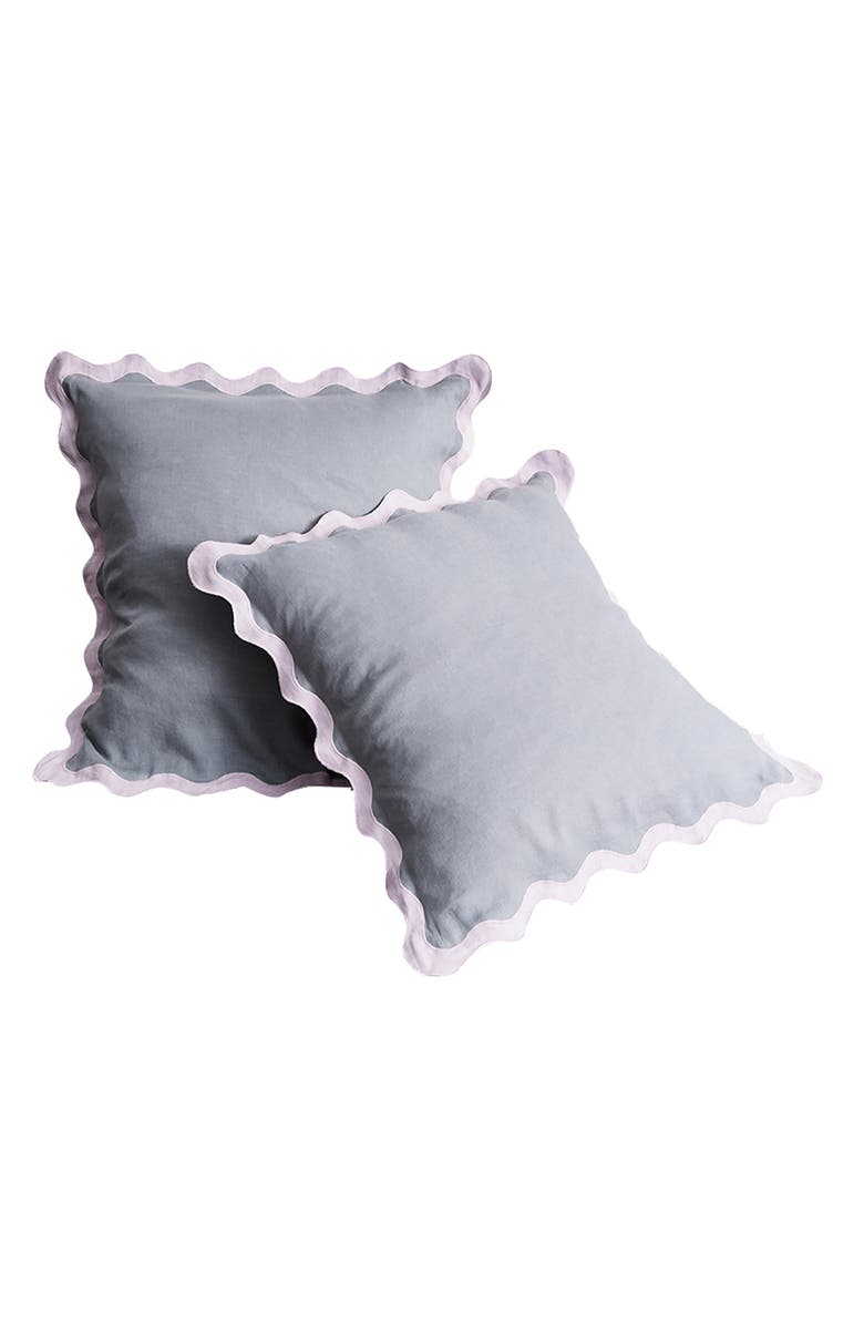 Bed Threads Set of 2 Scalloped Linen Euro Pillowcases, Main, color, 