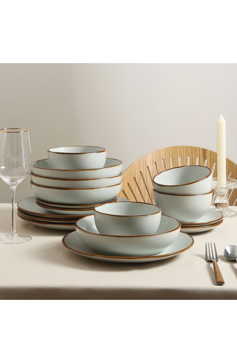 Stone Lain Brasa Stoneware 16-Piece Dinnerware Set, Alternate, color, Light Green