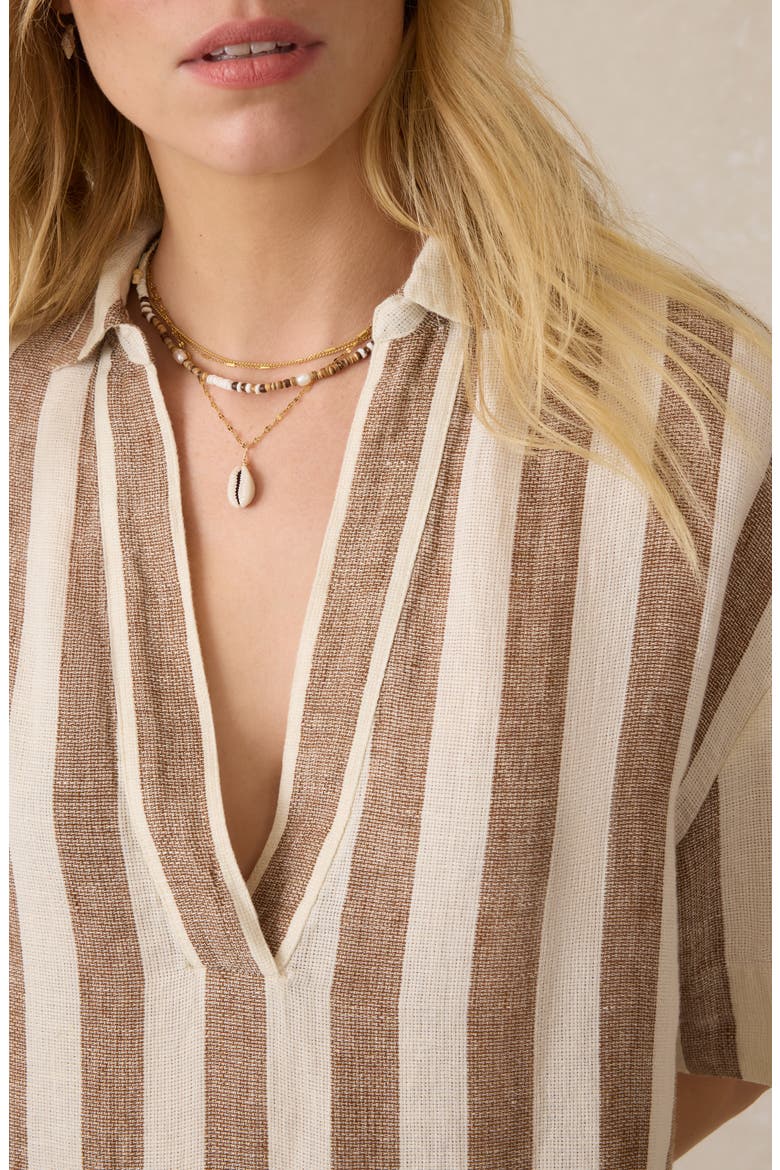 Palma Dara Stripe Mini Shirtdress, Alternate, color, COCOA BEACH STRIPE