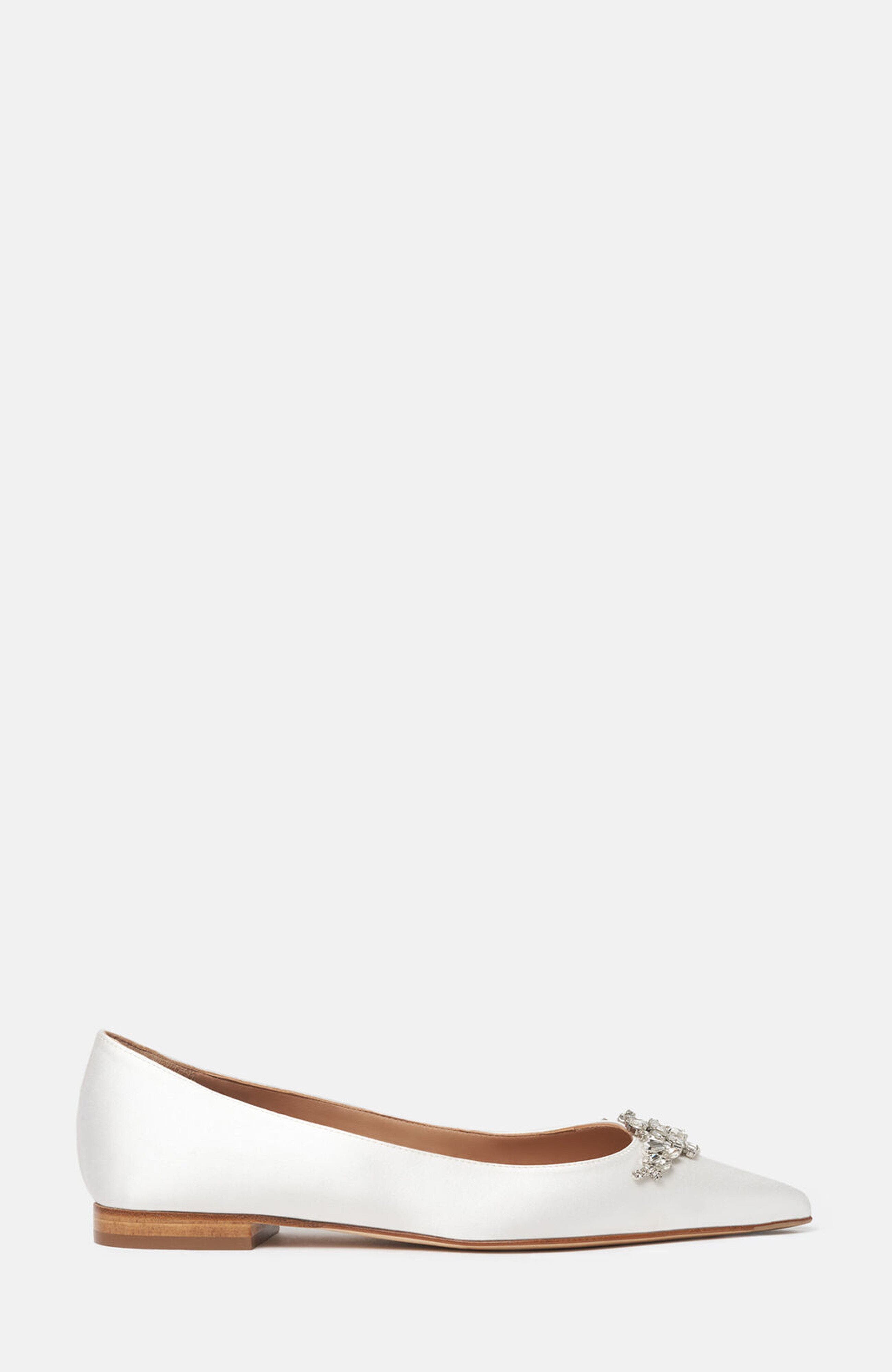 Iris Ballerinas, Main, color, White Rhinestone - Silk