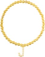 Adornia Faux Pearl Initial Charm Beaded Bracelet