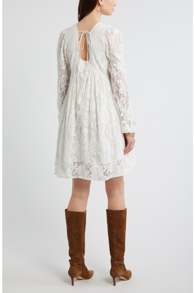 Long Sleeve Lace Babydoll Dress, Alternate, color, IVORY EGRET
