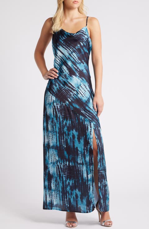 Print Satin Maxi Dress