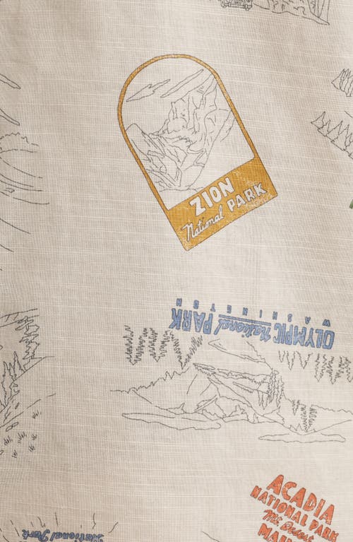Pendleton Shoreline National Park Print Short Sleeve Cotton Button-up Shirt In Parks Tan