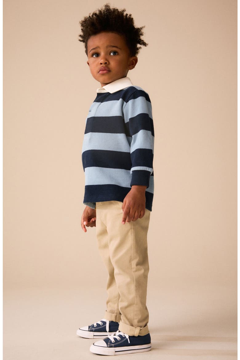 Kids' Stripe Long Sleeve Rugby Polo, Alternate, color, BLUE MULTI