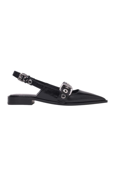 Flat Leather Strap Slingbacks