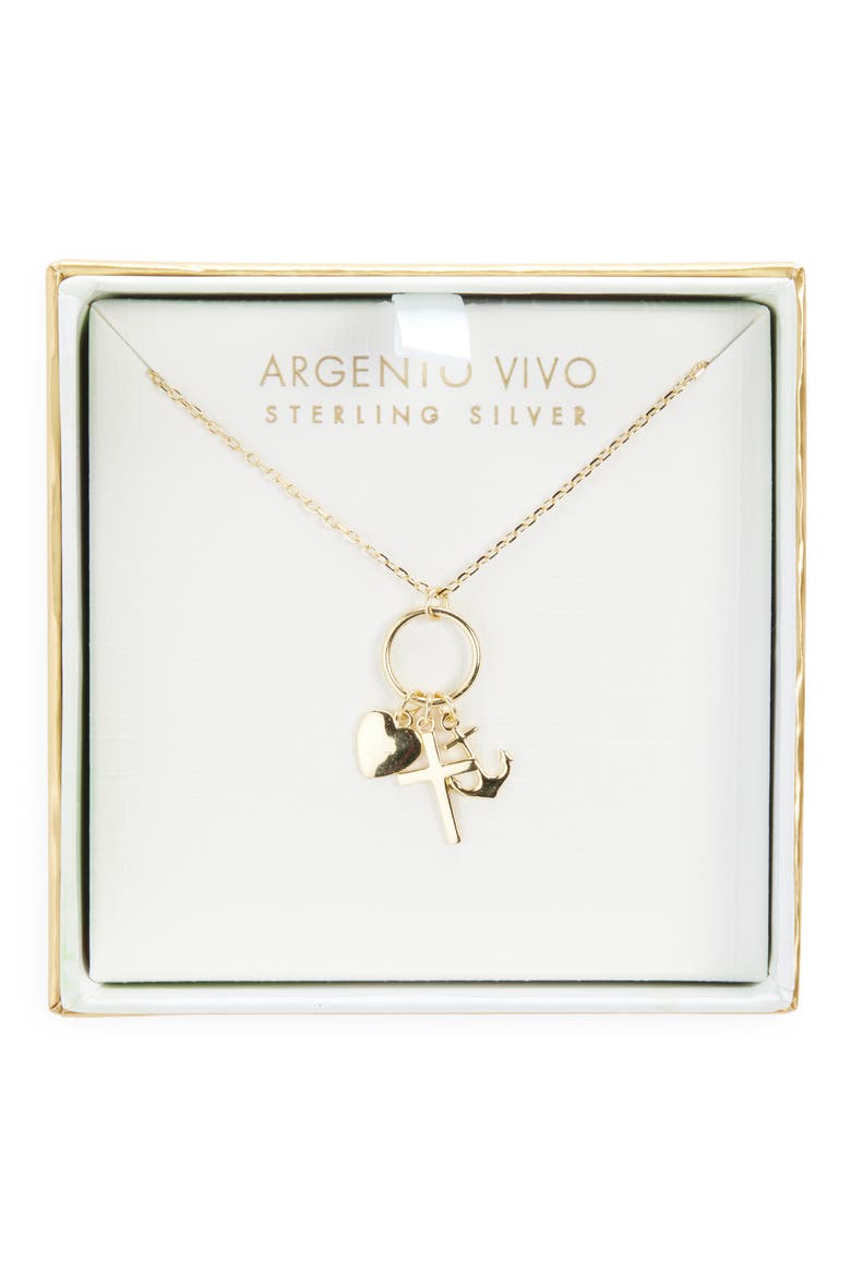 Faith Hope Charity Charm Necklace, Main, color, GOLD