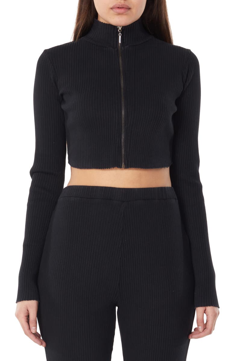elevenparis Cotton Blend Rib Crop Jacket, Main, color,