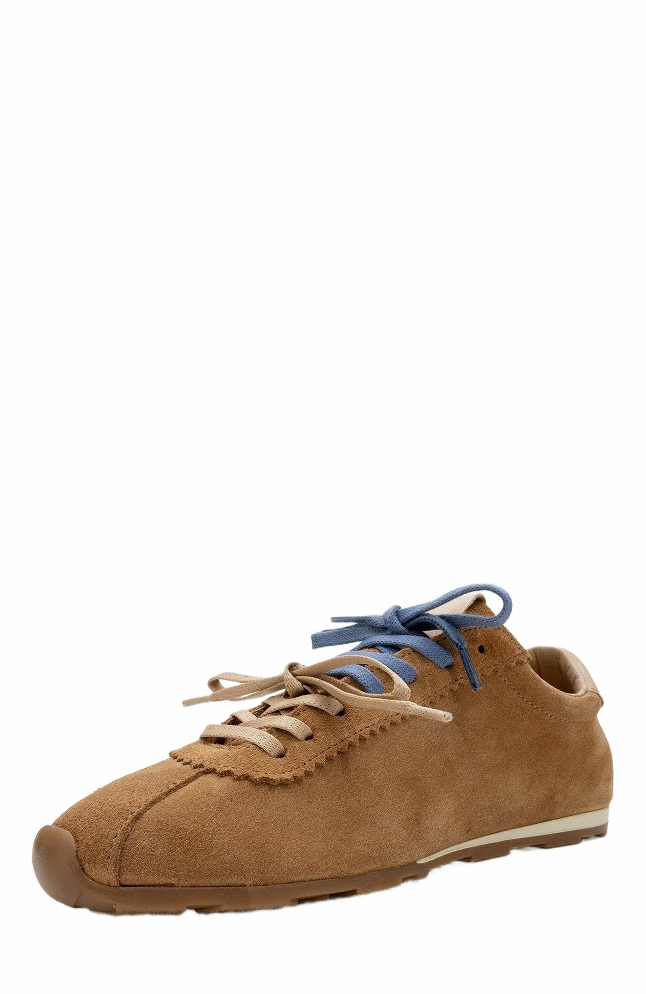 Crea Leather Sneakers, Alternate, color, Cognac Suede Leather