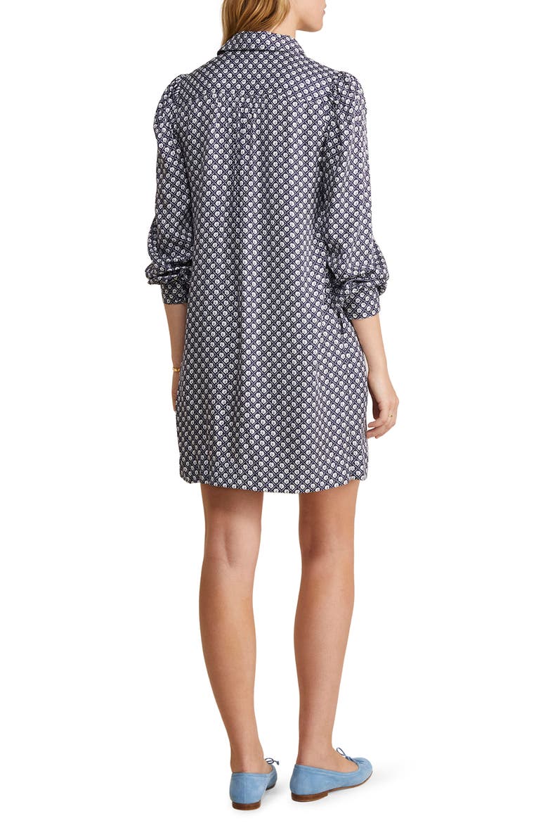 Floral Long Sleeve Silk Blend Poplin Shirtdress, Alternate, color, LATTICE FLORAL-NAVY