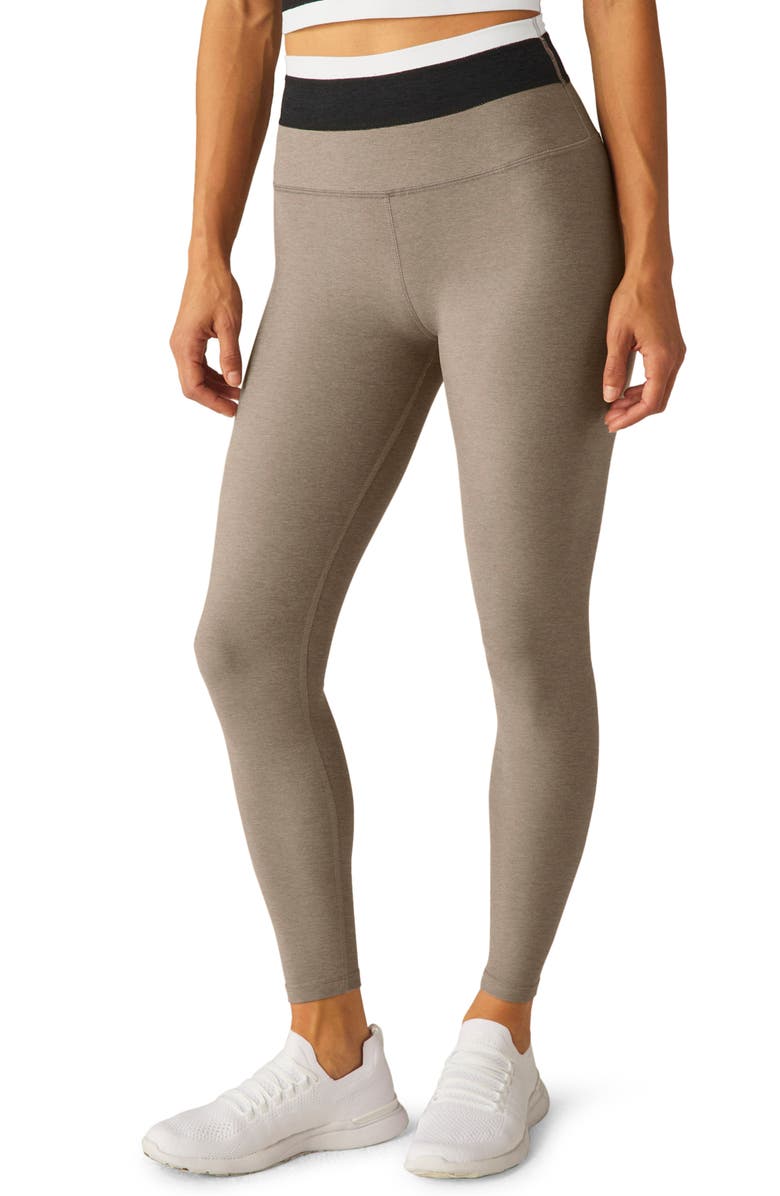 Beyond Yoga Space Dye Horizon Colorblock Ankle Leggings, Main, color, Birch Tri-Color