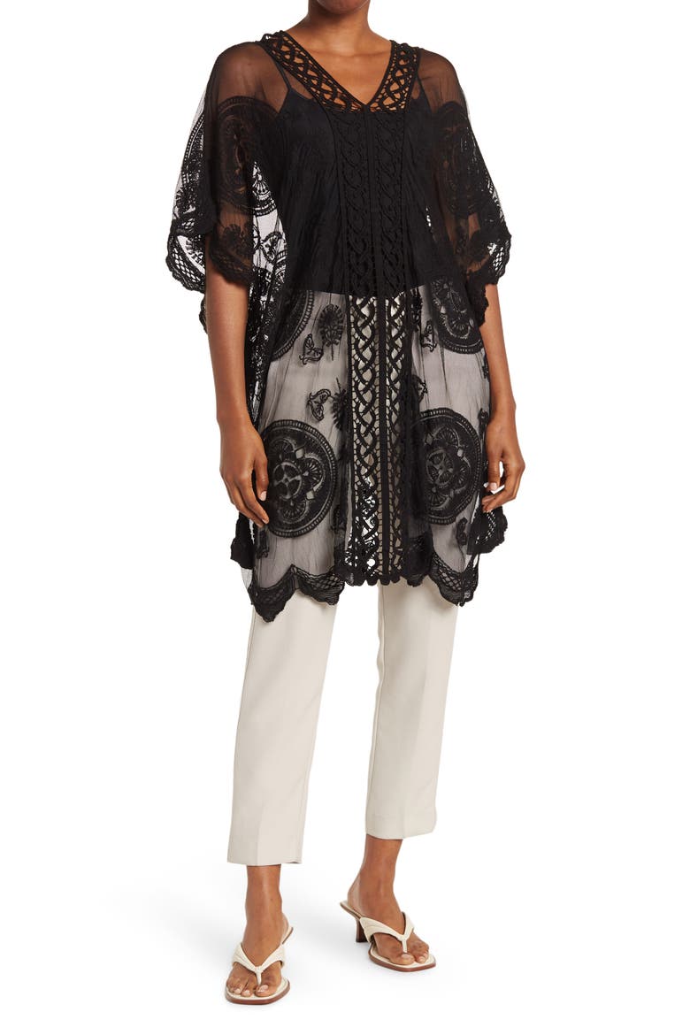 Leaf Lace Topper, Main, color, BLACK
