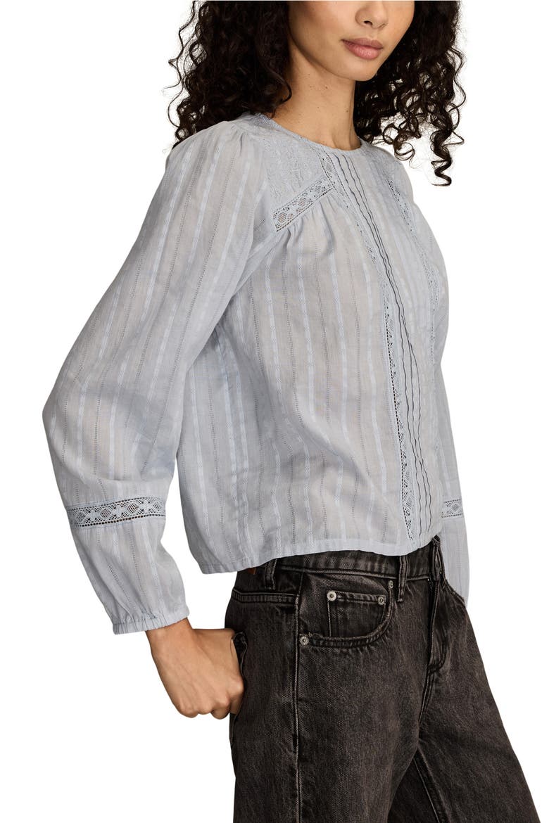 Pintuck Lace Top, Alternate, color, BLUE BLIZZARD