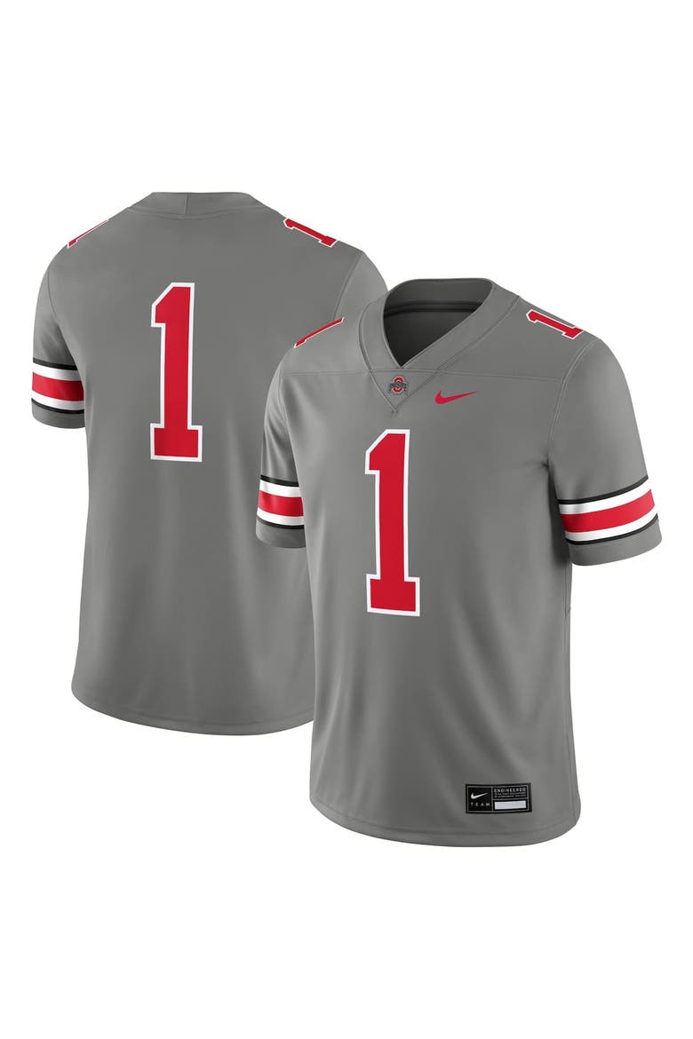 Men's Nike #1 Steel Ohio State Buckeyes Alternate Game Jersey, Main, color, Steel