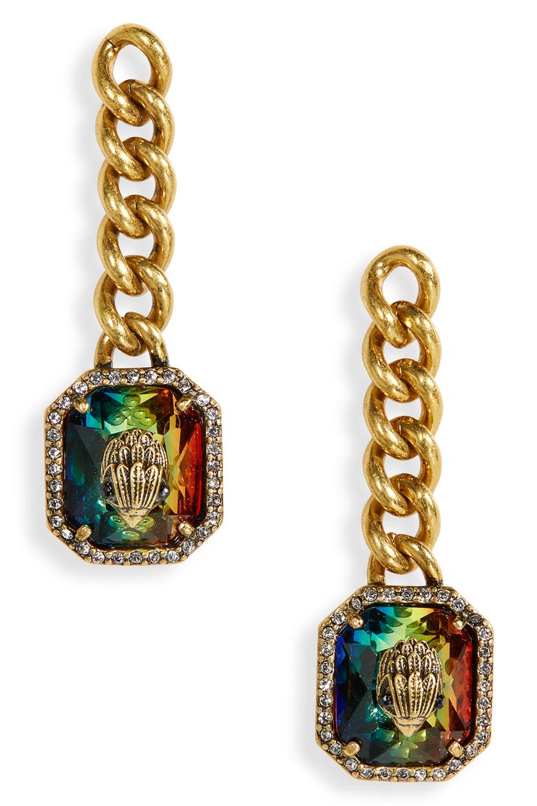 Rainbow Crystal Charm Drop Earrings, Main, color, MULTI