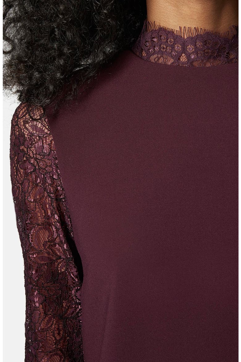 Mock Neck Shift Dress, Alternate, color, PURPLE