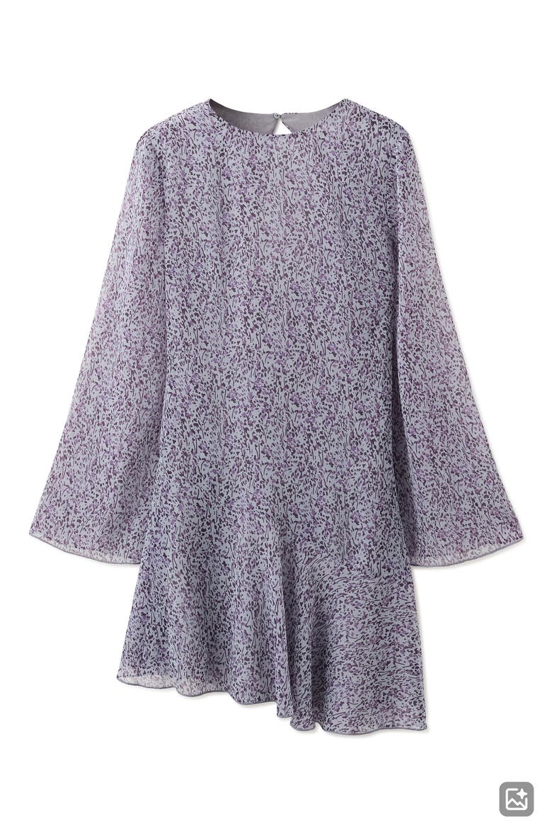 Long Sleeve Asymmetric Abstract Print Dress, Alternate, color, LIGHT/ PASTEL PURPLE