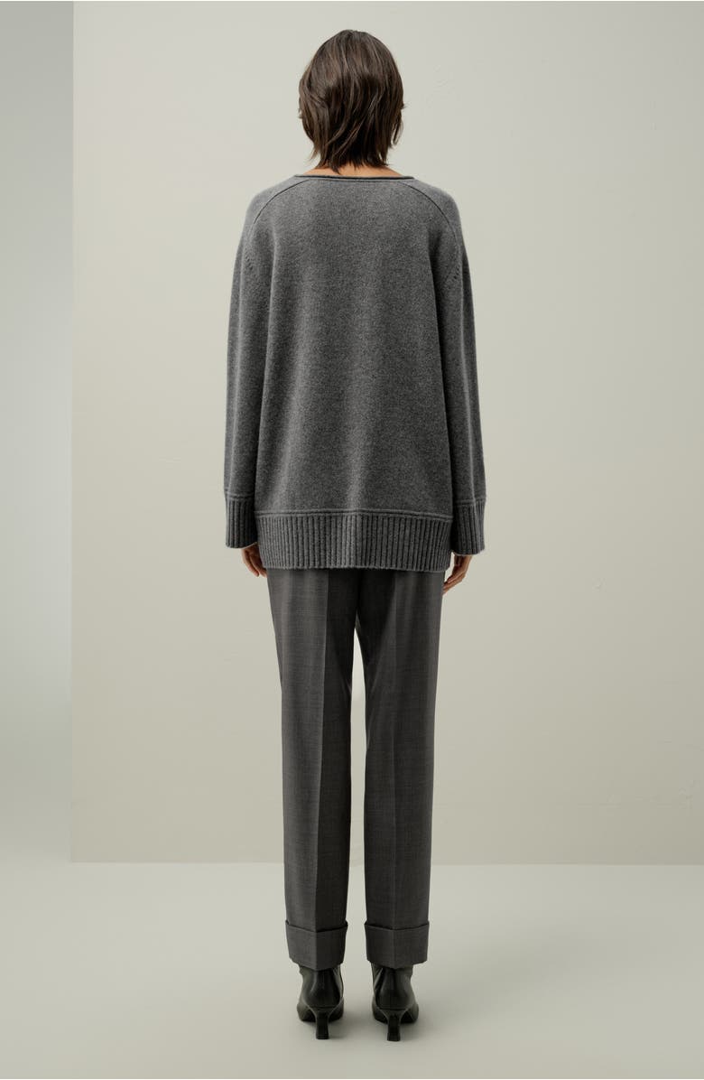 Lilysilk Oversized V-neck Cashmere Sweater, Alternate, color, Thunder