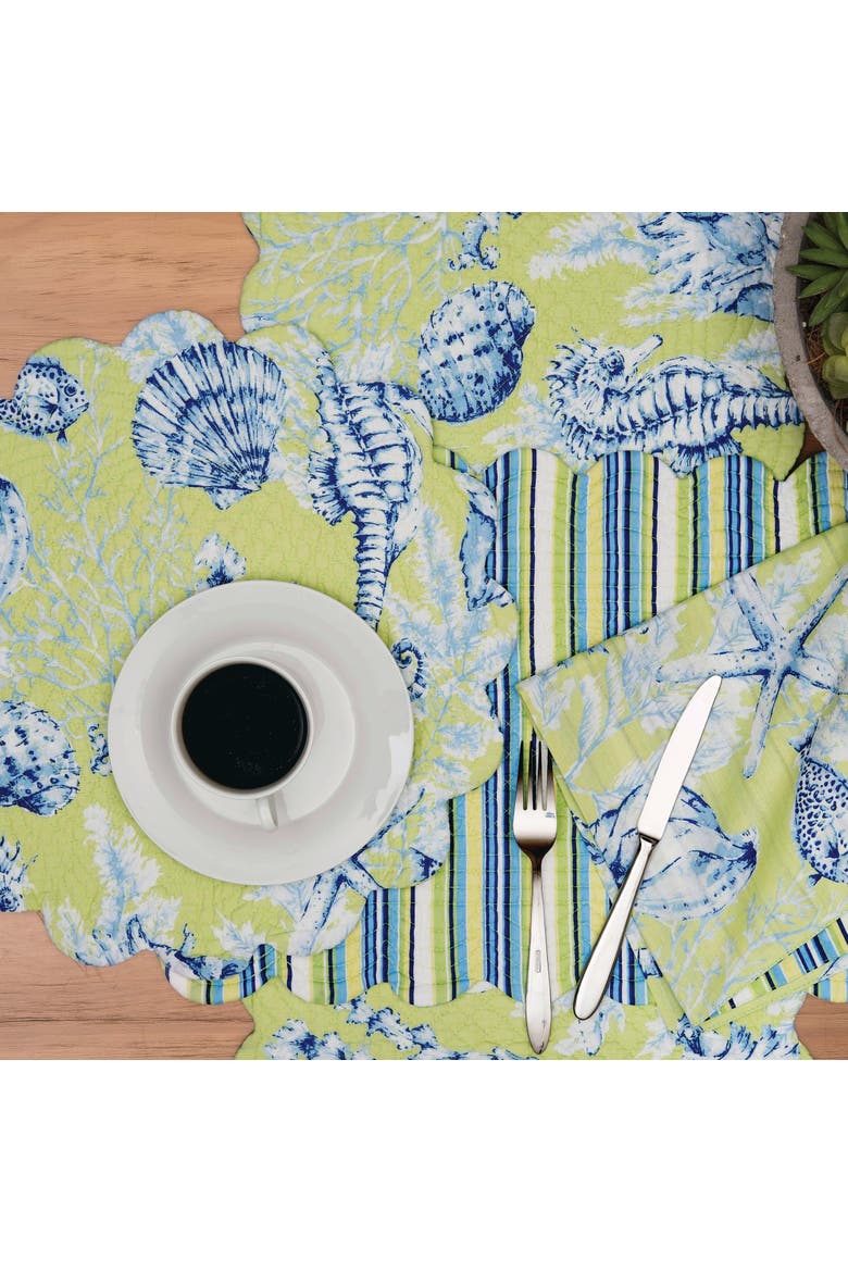 Fenwick Isle Round Placemat Set of 6, Alternate, color, Green