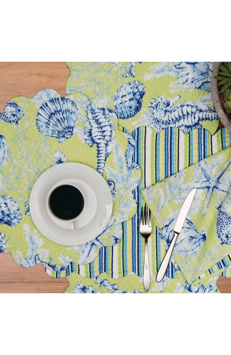 C&F Home Fenwick Isle Round Placemat Set of 6, Alternate, color, Green