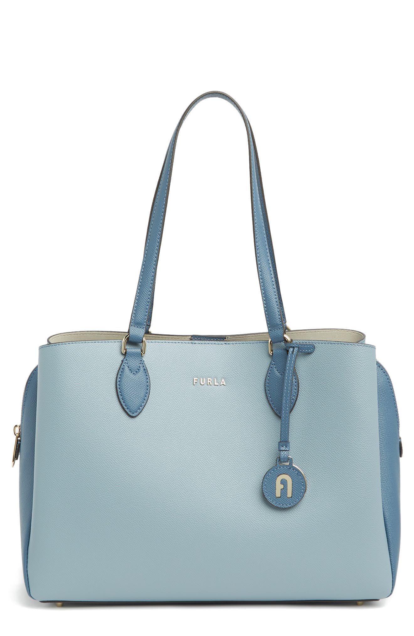 Minerva Leather Tote, Main, color, AVIO LIGHT G+BLU DENIM