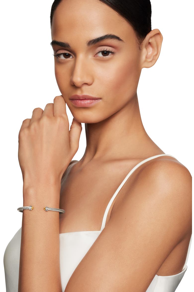 Cable Classic Collection® Bracelet with Diamond and 18K Gold, Alternate, color, YELLOW GOLD/ SILVER/ DIAMOND