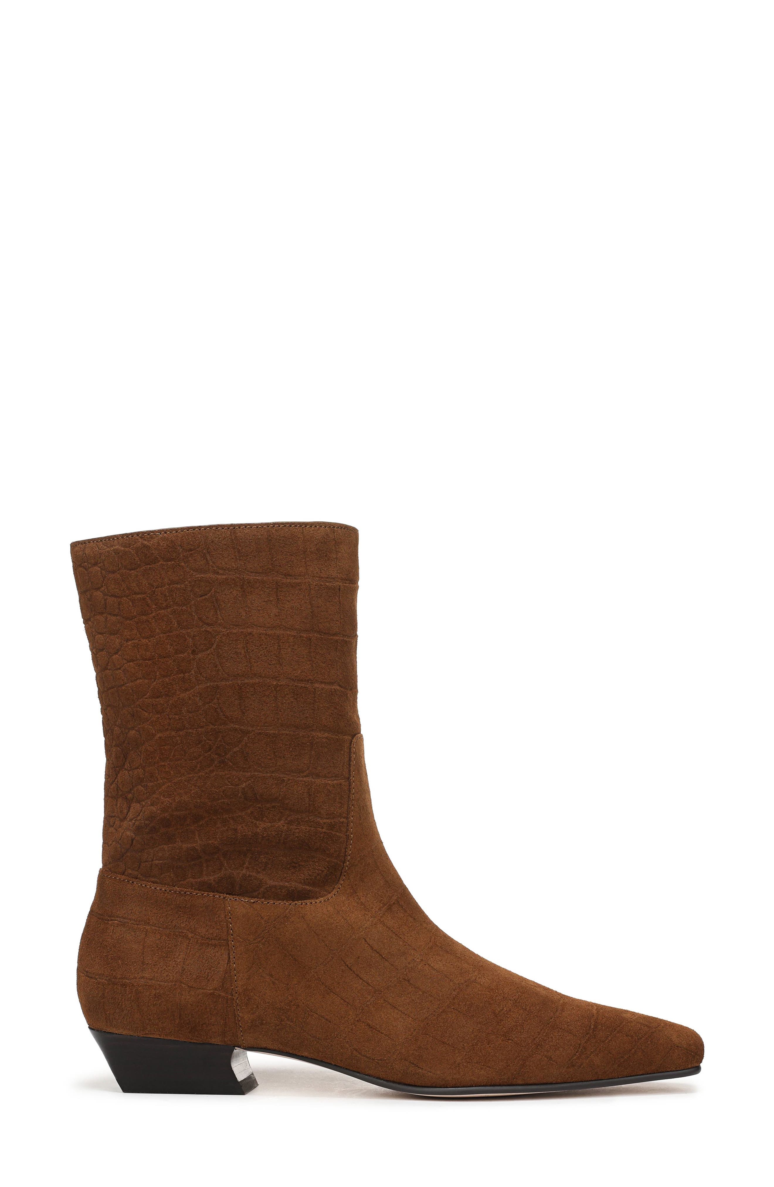 Addison Croc Embossed Bootie, Alternate, color, SADDLE